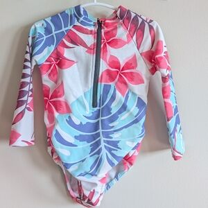 Floral Long Sleeve Kids Swimsuit